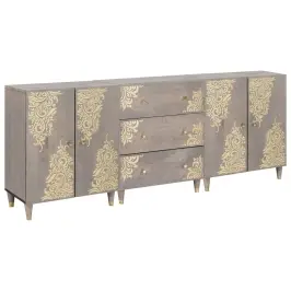 Vonios Spintos Komplektas Su Stalčių 3 Pcs Pilkas Ir Auksinis