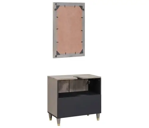 Vonios Baldų Rinkinys Su Saugykla 2 Pcs Pilka 62 X 33 X 58 Cm Vonios Baldų Rinkinys Su Saugykla 2 Pcs Pilka 62 X 33 X 58 Cm