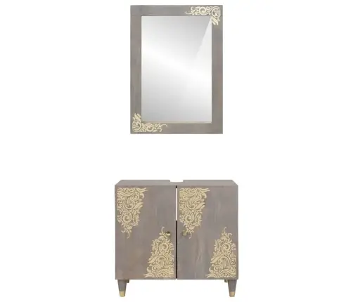 Vonios Baldų Rinkinys Su Saugykla 2 Pcs Pilka 62 X 33 X 58 Cm Vonios Baldų Rinkinys Su Saugykla 2 Pcs Pilka 62 X 33 X 58 Cm