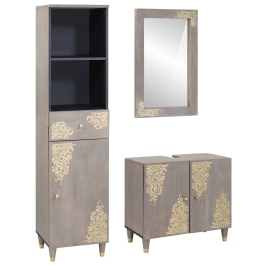 Vannas Istabas Mēbeļu Komplekts 3 Pcs Pelēka 62 X 33 X 58 Cm Vidaxl