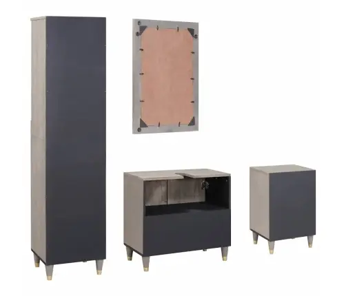 Vannas Istabas Mēbeļu Komplekts 4 Pcs Pelēka 62 X 33 X 58 Cm Vidaxl