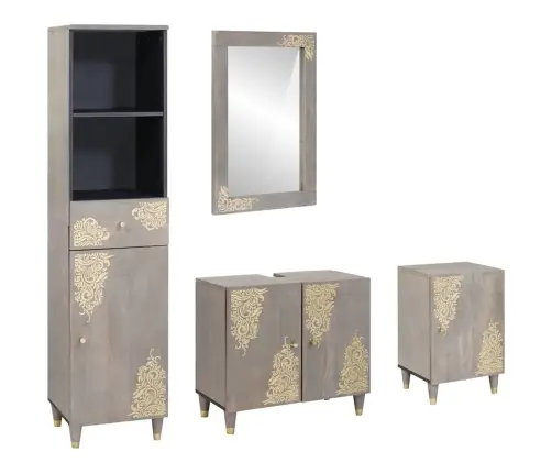 Vannas Istabas Mēbeļu Komplekts 4 Pcs Pelēka 62 X 33 X 58 Cm Vidaxl