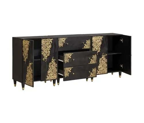 Vannitoa Kapikomplekt Sahtliga 3 Pcs Must 180 X 33 X 75 Cm