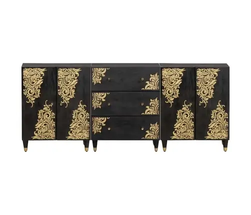 Vannitoa Kapikomplekt Sahtliga 3 Pcs Must 180 X 33 X 75 Cm