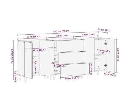 Vannitoa Kapikomplekt Sahtliga 3 Pcs Must 180 X 33 X 75 Cm