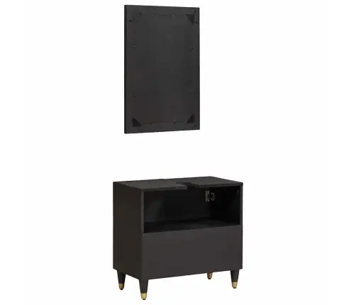 Vonios Spintos Komplektas 2 Pcs Juoda Kietas Mango Medis