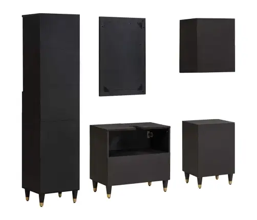 Vannitoa Kapikomplekt Sahtliga 5 Pcs Must Tugev Mango Puu