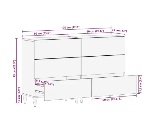 Kompakts Skapīšu Komplekts 2 Pcs Brūna 60 X 33.5 X 75 Cm Vidaxl