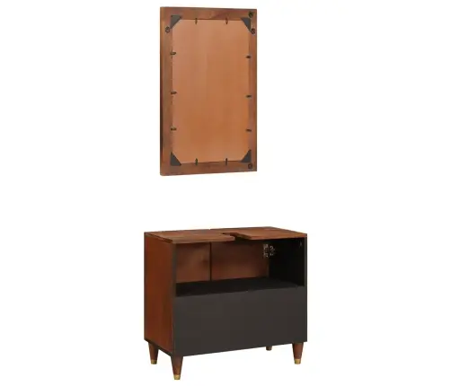 Vannitoa Kapp Riiuliga 2 Pcs Must Ja Kuldne Tugev Mango Puu