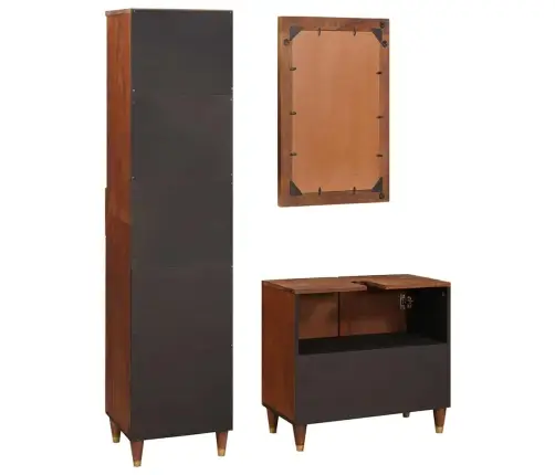 Vannas Mēbeles Ar Atvilktni 3 Pcs 38 X 33 X 160 Cm Cieta Mango Koksne
