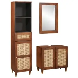 Vonios Baldai 3 Pcs 38 X 33 X 160 Cm Kietas Mango Medis