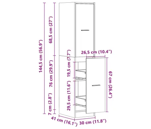Vaistų Spintelė, Baltos Spalvos, 30X41X144,5cm Mdp, Blizgi