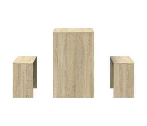 Valgomojo Stalo Ir Suolų Komplektas, 3 Dalių, Ąžuolo, Mediena