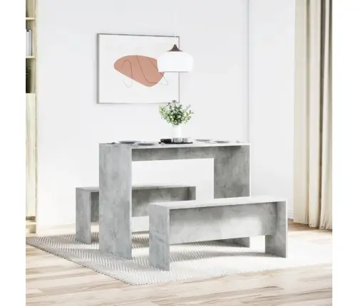 3-Daļīgs Galda Un Sola Komplekts, Pelēks, Inženierijas Koks Vidaxl