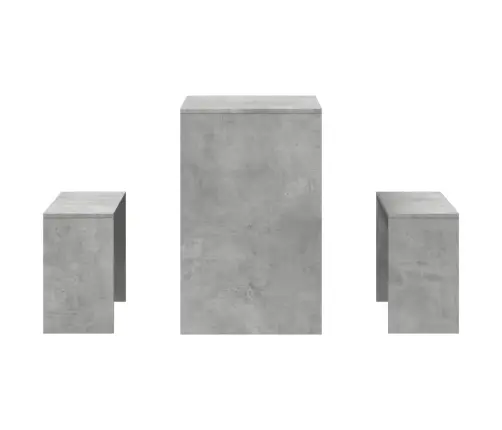 3-Daļīgs Galda Un Sola Komplekts, Pelēks, Inženierijas Koks Vidaxl