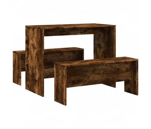 3-Osaline Söögilaua Ja Pinkide Komplekt, Tamm, Tehispuit