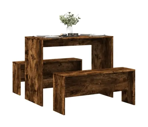 3-Osaline Söögilaua Ja Pinkide Komplekt, Tamm, Tehispuit