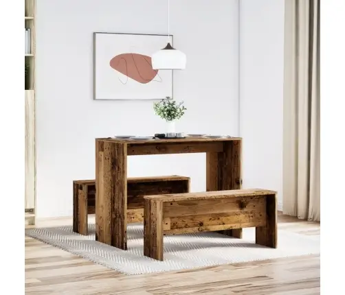 3-Daļīgs Galda Un Sola Komplekts, Veca Koka, Inženierijas Koks Vidaxl