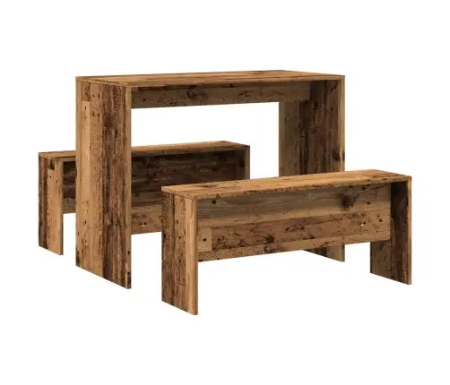 3-Daļīgs Galda Un Sola Komplekts, Veca Koka, Inženierijas Koks Vidaxl