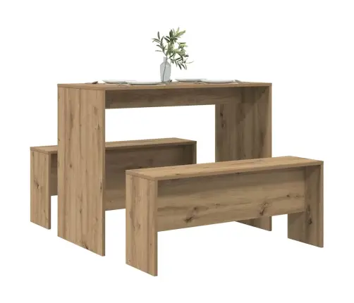 Valgomojo Stalo Ir Suolų Komplektas, 3 Dalių, Artisano, Mediena