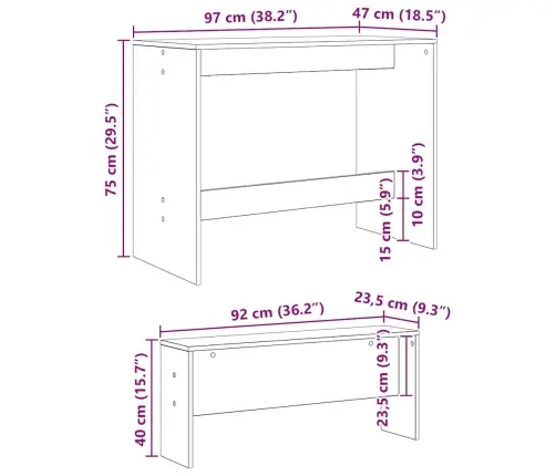 Valgomojo Stalo Ir Suolų Komplektas, 3 Dalių, Artisano, Mediena