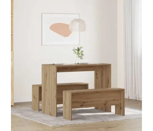 Valgomojo Stalo Ir Suolų Komplektas, 3 Dalių, Artisano, Mediena