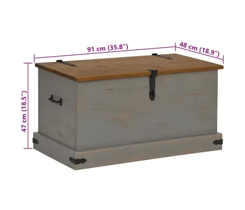 Lāde Halden Pelēka 91X48X47 Cm Masīvkoka Priede Vidaxl
