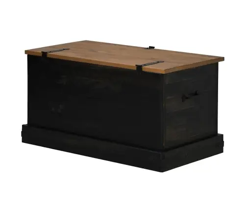 Uzglabāšanas Lāde Halden Melna 91X48X47 Cm Priedes Masīvkoka Vidaxl