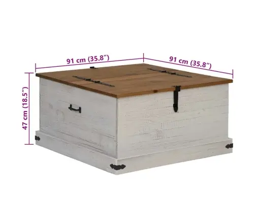 Hoiukast Halden Valge 91X91X47 Cm Täispuidust Mänd