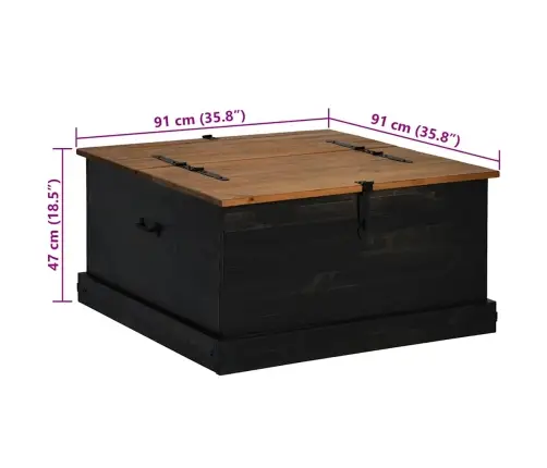 Hoiukast Halden Must 91X91X47 Cm Täispuidust Mänd