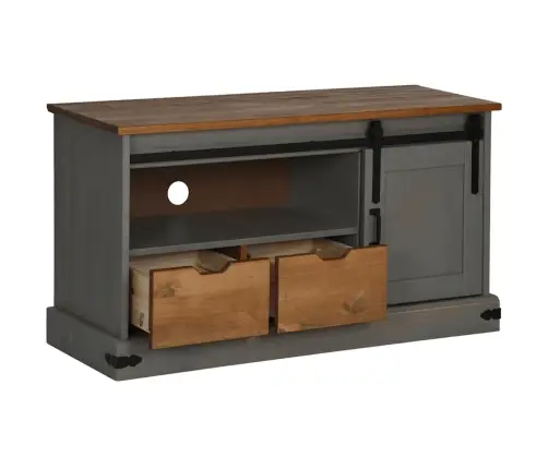 Tv Skapis Halden Ar Bīdāmām Durvīm Pelēks 110X40X60Cm Masīvkoka Vidaxl