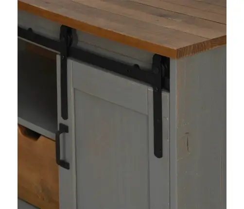 Tv Skapis Halden Ar Bīdāmām Durvīm Pelēks 110X40X60Cm Masīvkoka Vidaxl