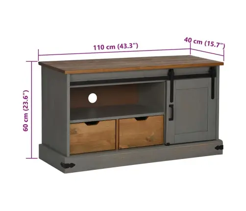 Tv Skapis Halden Ar Bīdāmām Durvīm Pelēks 110X40X60Cm Masīvkoka Vidaxl