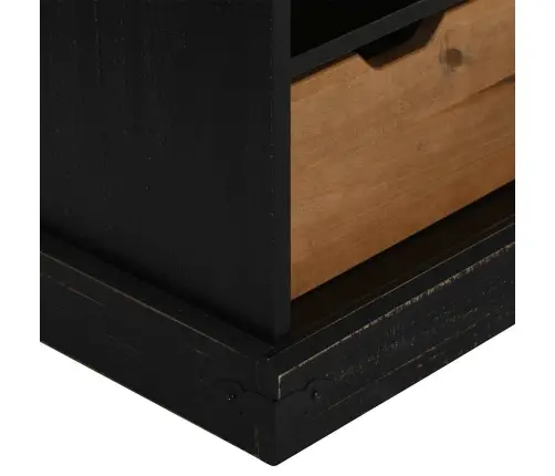 Tv Skapis Halden Ar Bīdāmām Durvīm Melns 110X40X60 Cm Masīvkoka Vidaxl