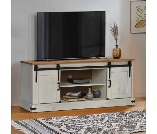 Televizoriaus Spintelė Halden 2 Stumdomos Durys Balta