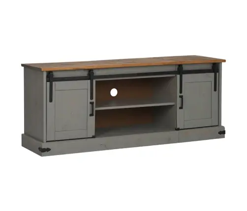 Tv Skapis Halden 2 Bīdāmās Durvis Pelēks 150X40X60 Cm Masīvkoka Vidaxl