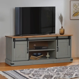Tv Skapis Halden 2 Bīdāmās Durvis Pelēks 150X40X60 Cm Masīvkoka Vidaxl