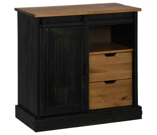 Bufete Halden Ar Bīdāmām Durvīm Melna 80X40X80 Cm Masīvkoka Vidaxl