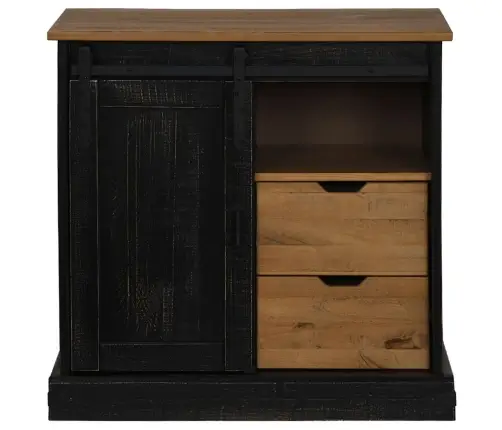 Bufete Halden Ar Bīdāmām Durvīm Melna 80X40X80 Cm Masīvkoka Vidaxl