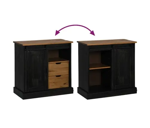 Bufete Halden Ar Bīdāmām Durvīm Melna 80X40X80 Cm Masīvkoka Vidaxl