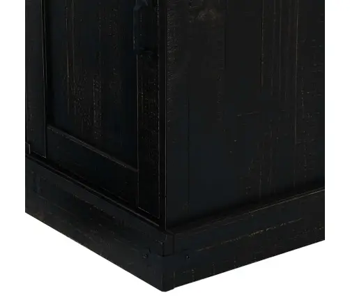 Bufete Halden Ar Bīdāmām Durvīm Melna 80X40X80 Cm Masīvkoka Vidaxl