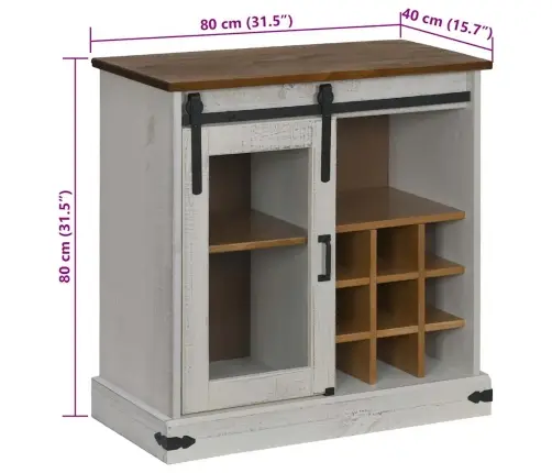 Bufete Halden Ar Bīdāmām Durvīm Balta 80X40X80 Cm Masīvkoka Vidaxl