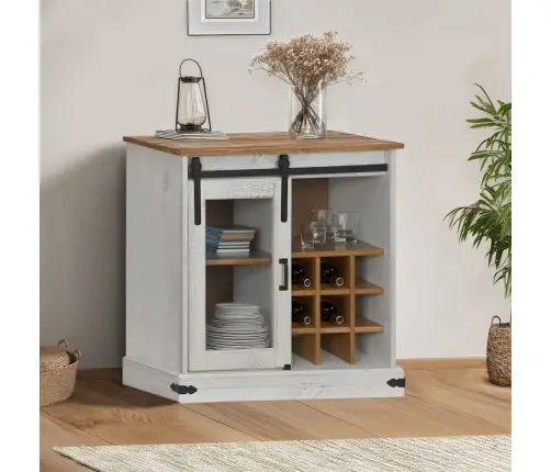 Bufete Halden Ar Bīdāmām Durvīm Balta 80X40X80 Cm Masīvkoka Vidaxl