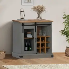 Bufete Halden Ar Bīdāmām Durvīm Pelēka 80X40X80 Cm Masīvkoka Vidaxl