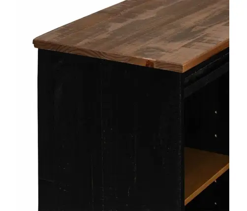 Bufete Halden Ar Bīdāmām Durvīm Melna 80X40X80 Cm Masīvkoka Vidaxl