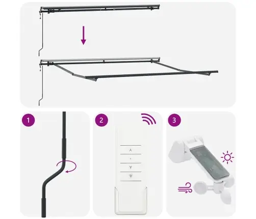 Izvelkama Markīze, 300X250 Cm, Automātiska, Vīnsarkana Vidaxl