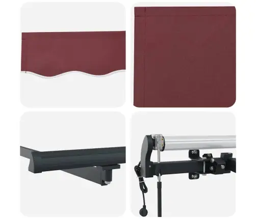 Izvelkama Markīze, 300X250 Cm, Automātiska, Vīnsarkana Vidaxl