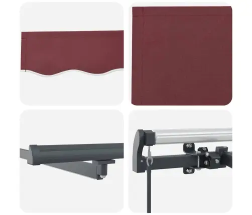 Izvelkama Markīze Ar Led, Manuāla, 400X300 Cm, Vīnsarkana Vidaxl