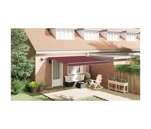 Izvelkama Markīze Ar Led, Manuāla, 400X300 Cm, Vīnsarkana Vidaxl