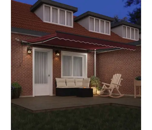 Automaatselt Sissetõmmatav Varikatus Lediga, Veinipunane